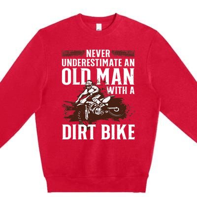 Funny Dirt Bike Art For Dirtbike Lover Grandpa Motorbike Premium Crewneck Sweatshirt