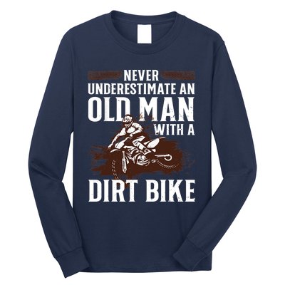 Funny Dirt Bike Art For Dirtbike Lover Grandpa Motorbike Long Sleeve Shirt