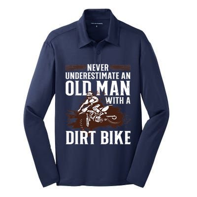 Funny Dirt Bike Art For Dirtbike Lover Grandpa Motorbike Silk Touch Performance Long Sleeve Polo