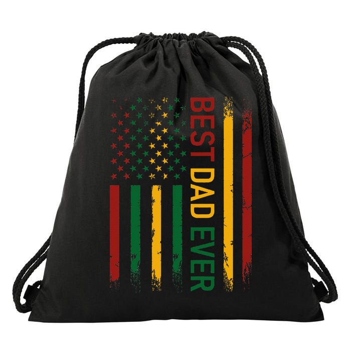 Father's day Best dad ever with US american flag Drawstring Bag