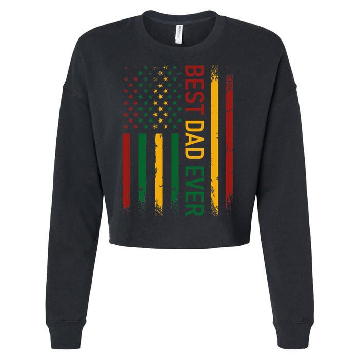 Father's day Best dad ever with US american flag Cropped Pullover Crew