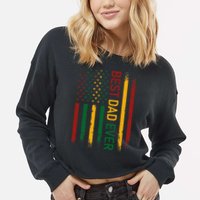 Father's day Best dad ever with US american flag Cropped Pullover Crew