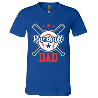 Father's Day Baseball Softball Lover Baseball Dad Meaningful Gift V-Neck T-Shirt