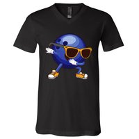 Funny Dabbing Bowling Gift For Bowler Dancer V-Neck T-Shirt