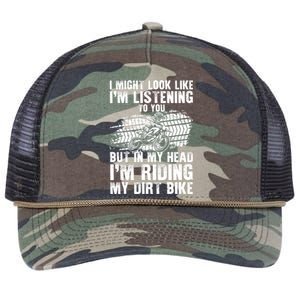 Funny Dirt Bike Art For Dirtbike Motorcycle Riding Retro Rope Trucker Hat Cap