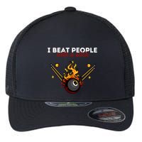 Father's Day Billiards Pool Player I Beat People With A Stick Gift For Dad Flexfit Unipanel Trucker Cap