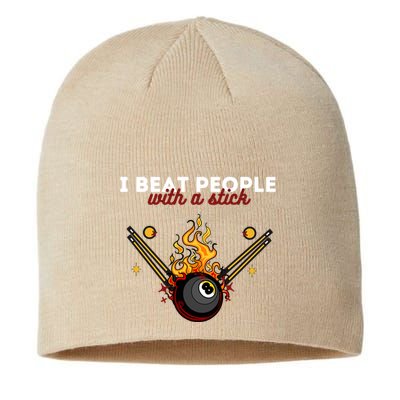 Father's Day Billiards Pool Player I Beat People With A Stick Gift For Dad Sustainable Beanie