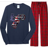 Funny Dirt Bike Art Motorcycle Dirtbike US Flag Long Sleeve Pajama Set