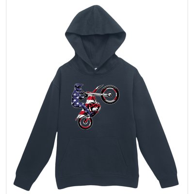 Funny Dirt Bike Art Motorcycle Dirtbike US Flag Urban Pullover Hoodie