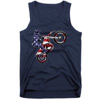 Funny Dirt Bike Art Motorcycle Dirtbike US Flag Tank Top