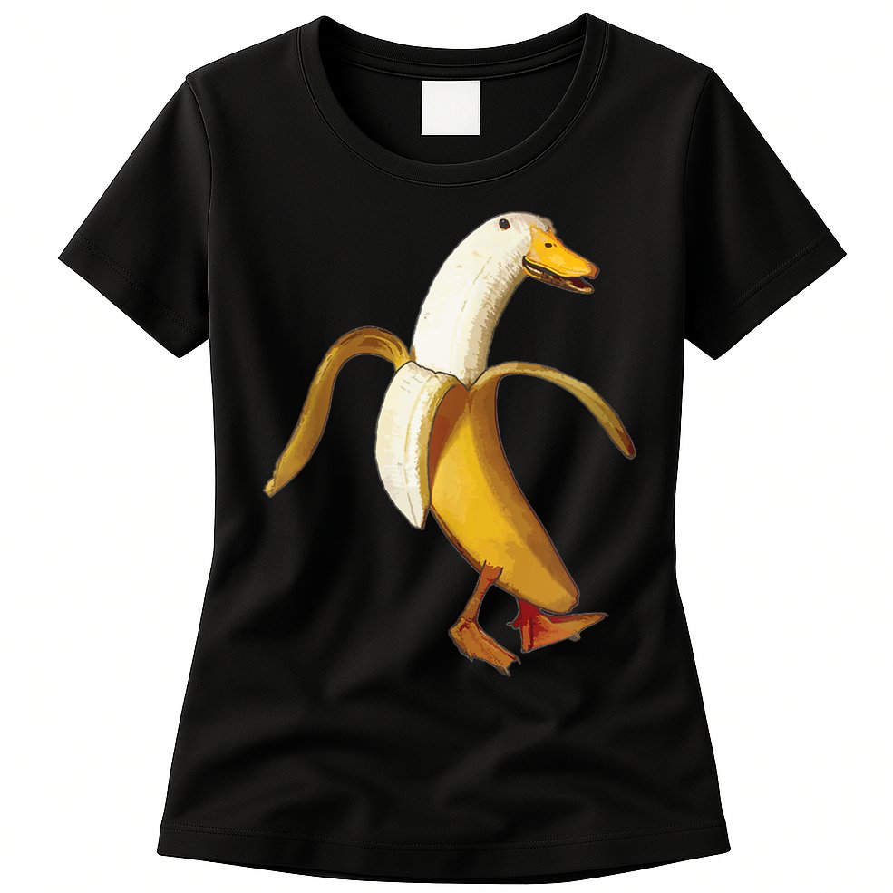 Funny Duck Banana Farm Animal Lover Womens T-Shirt
