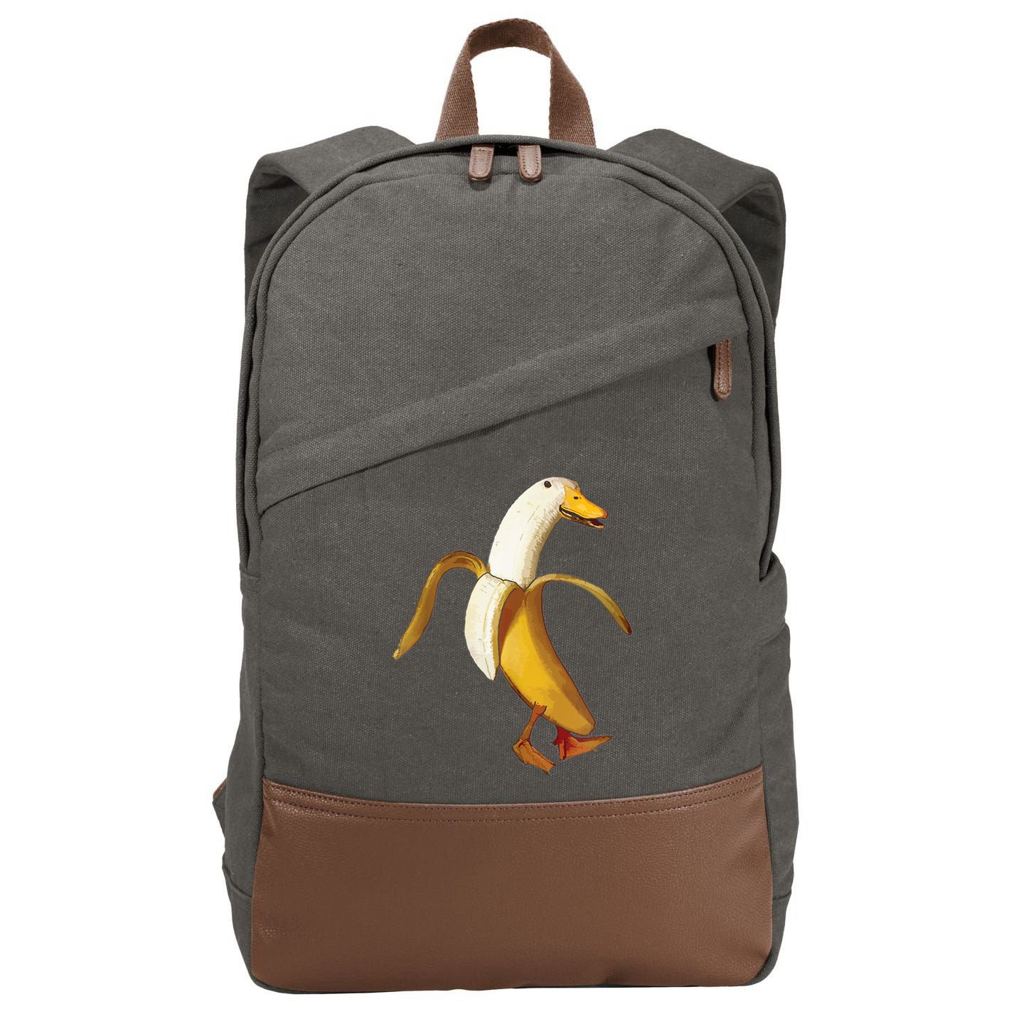 Funny Duck Banana Farm Animal Lover Cotton Canvas Backpack