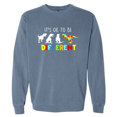 Funny Dinosaur Boy Its Ok To Be Different Gift Autism Awareness Garment-Dyed Sweatshirt