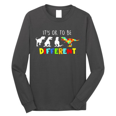 Funny Dinosaur Boy Its Ok To Be Different Gift Autism Awareness Long Sleeve Shirt