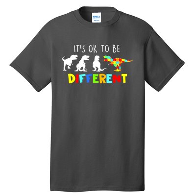 Funny Dinosaur Boy Its Ok To Be Different Gift Autism Awareness Tall T-Shirt