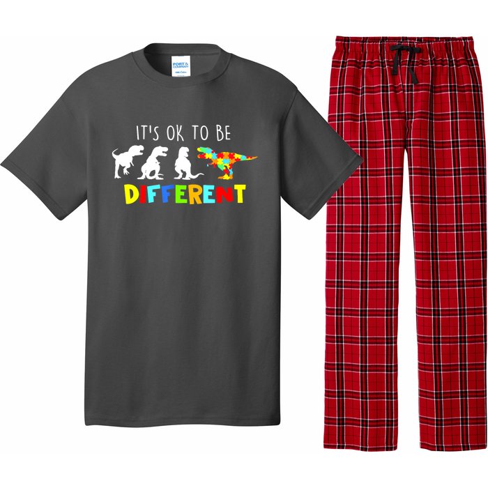 Funny Dinosaur Boy Its Ok To Be Different Gift Autism Awareness Pajama Set