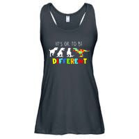 Funny Dinosaur Boy Its Ok To Be Different Gift Autism Awareness Ladies Essential Flowy Tank