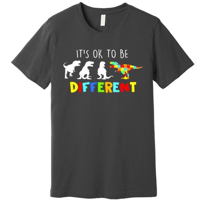 Funny Dinosaur Boy Its Ok To Be Different Gift Autism Awareness Premium T-Shirt