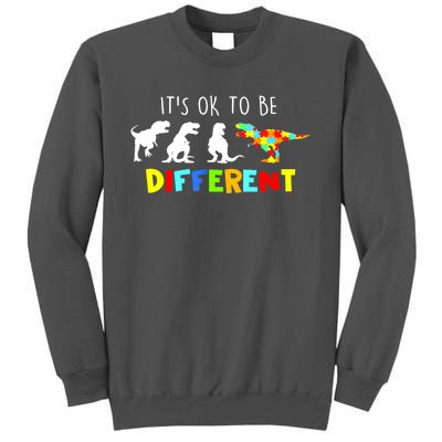 Funny Dinosaur Boy Its Ok To Be Different Gift Autism Awareness Tall Sweatshirt