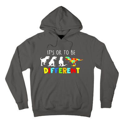 Funny Dinosaur Boy Its Ok To Be Different Gift Autism Awareness Tall Hoodie