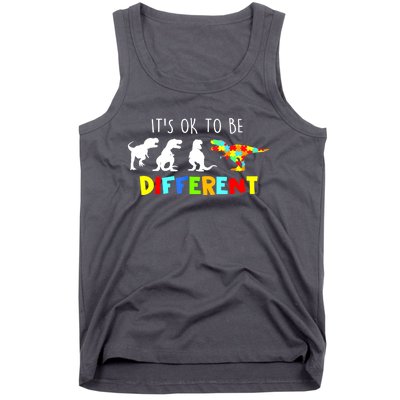 Funny Dinosaur Boy Its Ok To Be Different Gift Autism Awareness Tank Top