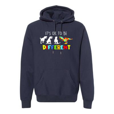 Funny Dinosaur Boy Its Ok To Be Different Gift Autism Awareness Premium Hoodie