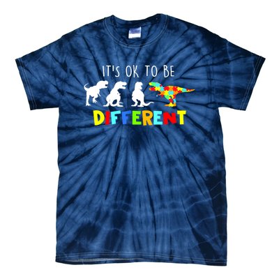 Funny Dinosaur Boy Its Ok To Be Different Gift Autism Awareness Tie-Dye T-Shirt