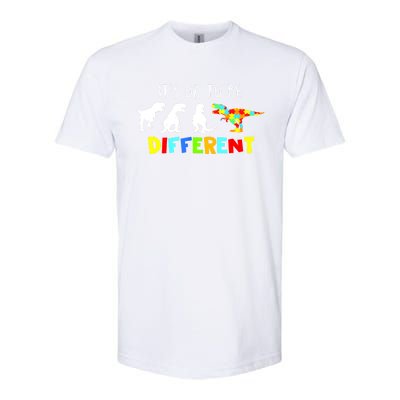 Funny Dinosaur Boy Its Ok To Be Different Gift Autism Awareness Softstyle CVC T-Shirt