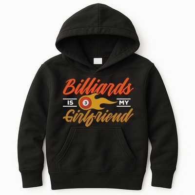 Father's Day Billiards Is My Girlfriend Pool Player Gift For Dad Kids Hoodie