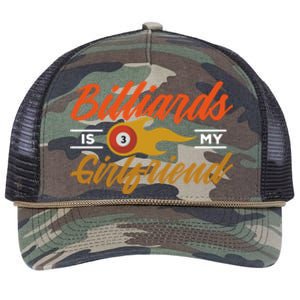 Father's Day Billiards Is My Girlfriend Pool Player Gift For Dad Retro Rope Trucker Hat Cap