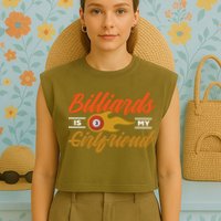 Father's Day Billiards Is My Girlfriend Pool Player Gift For Dad Garment-Dyed Women's Muscle Tee