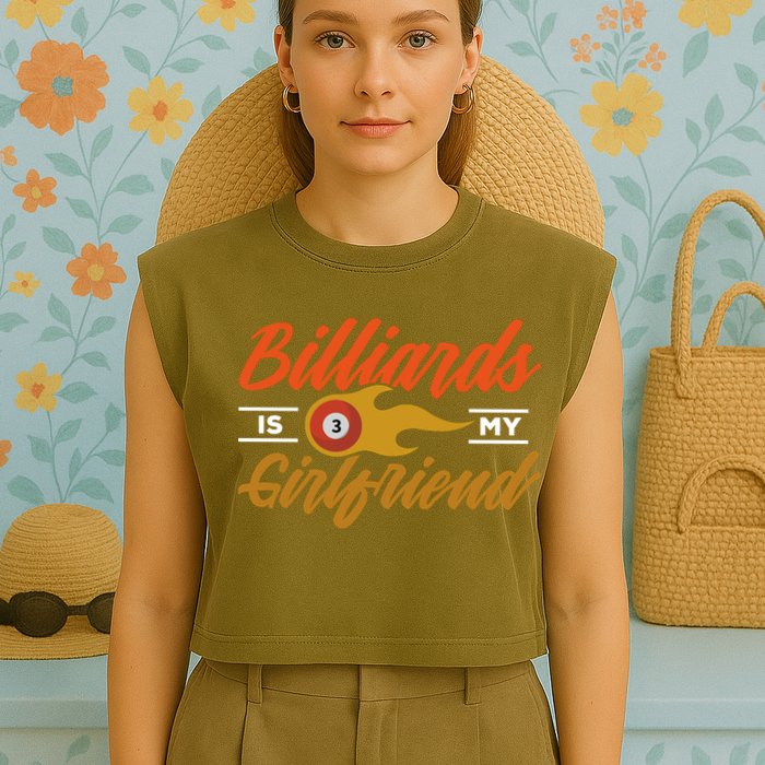 Father's Day Billiards Is My Girlfriend Pool Player Gift For Dad Garment-Dyed Women's Muscle Tee