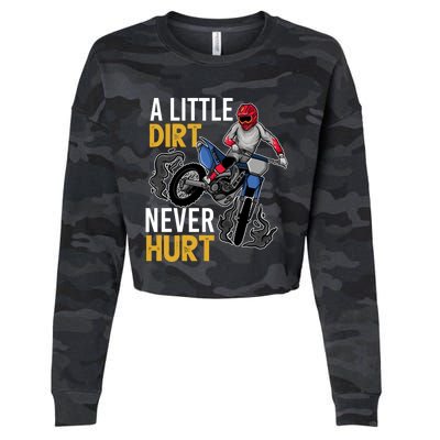 Funny Dirt Bike Design For Boy Girl Motorbike Racing Cropped Pullover Crew