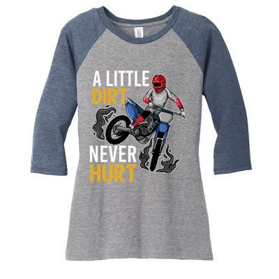 Funny Dirt Bike Design For Boy Girl Motorbike Racing Women's Tri-Blend 3/4-Sleeve Raglan Shirt