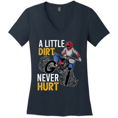 Funny Dirt Bike Design For Boy Girl Motorbike Racing Women's V-Neck T-Shirt