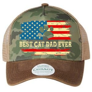 Fathers Day Best Cat Dad Ever Retro US American Flag Cat Dad Legacy Tie Dye Trucker Hat