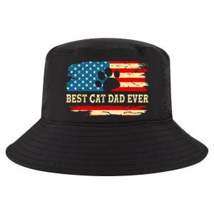 Fathers Day Best Cat Dad Ever Retro US American Flag Cat Dad Cool Comfort Performance Bucket Hat