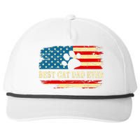 Fathers Day Best Cat Dad Ever Retro US American Flag Cat Dad Snapback Five-Panel Rope Hat