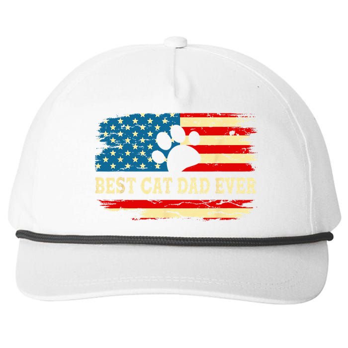 Fathers Day Best Cat Dad Ever Retro US American Flag Cat Dad Snapback Five-Panel Rope Hat