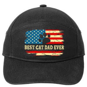 Fathers Day Best Cat Dad Ever Retro US American Flag Cat Dad 7-Panel Snapback Hat