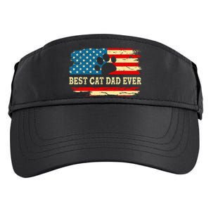 Fathers Day Best Cat Dad Ever Retro US American Flag Cat Dad Adult Drive Performance Visor