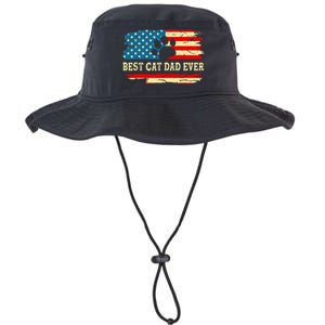 Fathers Day Best Cat Dad Ever Retro US American Flag Cat Dad Legacy Cool Fit Booney Bucket Hat