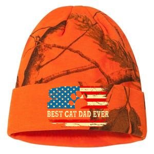 Fathers Day Best Cat Dad Ever Retro US American Flag Cat Dad Kati Licensed 12" Camo Beanie