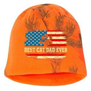 Fathers Day Best Cat Dad Ever Retro US American Flag Cat Dad Kati - Camo Knit Beanie