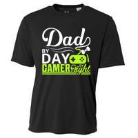 Funny Dad By Day Gamer By Night Gift For By Dad Cooling Performance Crew T-Shirt