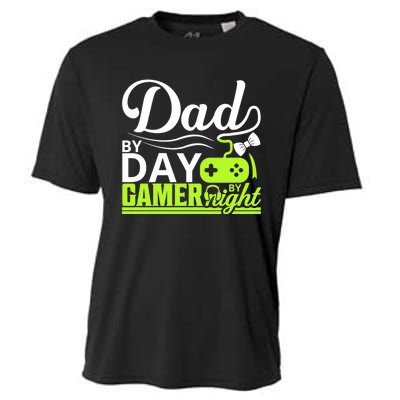 Funny Dad By Day Gamer By Night Gift For By Dad Cooling Performance Crew T-Shirt