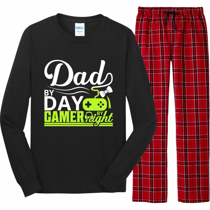 Funny Dad By Day Gamer By Night Gift For By Dad Long Sleeve Pajama Set