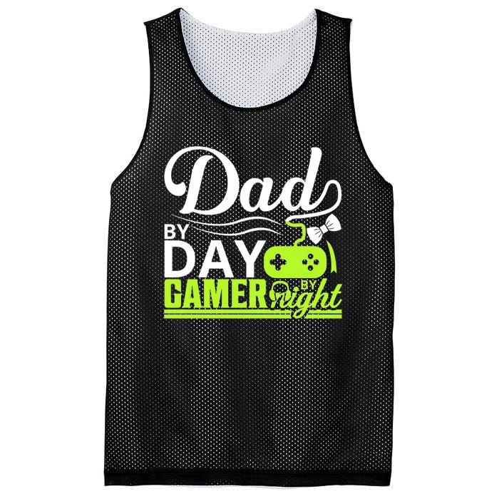 Funny Dad By Day Gamer By Night Gift For By Dad Mesh Reversible Basketball Jersey Tank