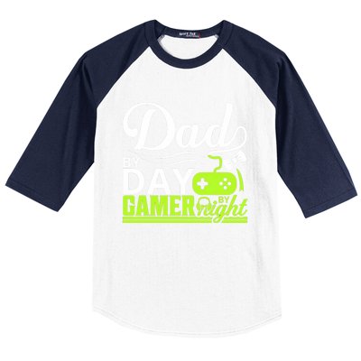 Funny Dad By Day Gamer By Night Gift For By Dad Baseball Sleeve Shirt