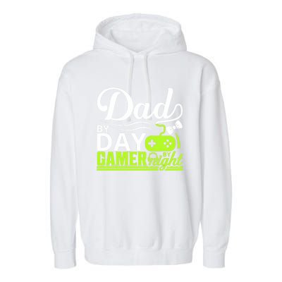 Funny Dad By Day Gamer By Night Gift For By Dad Garment-Dyed Fleece Hoodie